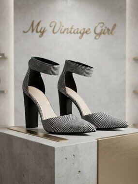 Not Just A Pump Houndstooth Block Heel